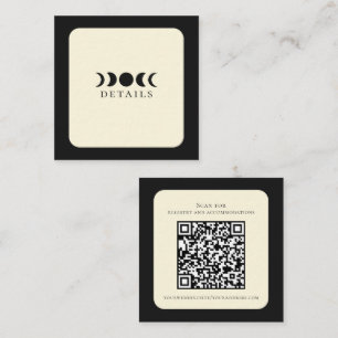 Carte De Visite Carré Luxe Lunaire Mariage à Phase de Lune Noir & Crème 