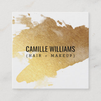 Carte De Visite Carré LUXE MINIMALIST glam fausse feuille d'or splash