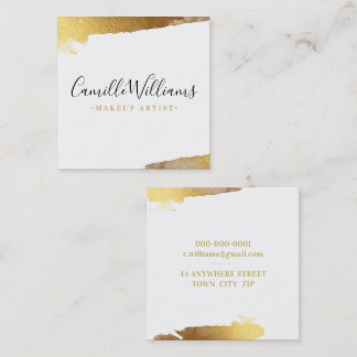 Carte De Visite Carré LUXE MINIMALIST glam lux faux or doré bordures