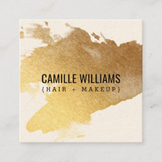 Carte De Visite Carré LUXE MINIMALIST glamour fausse feuille d'or splash