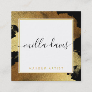 Carte De Visite Carré LUXE OR jolie moderne doré doré tendance noir