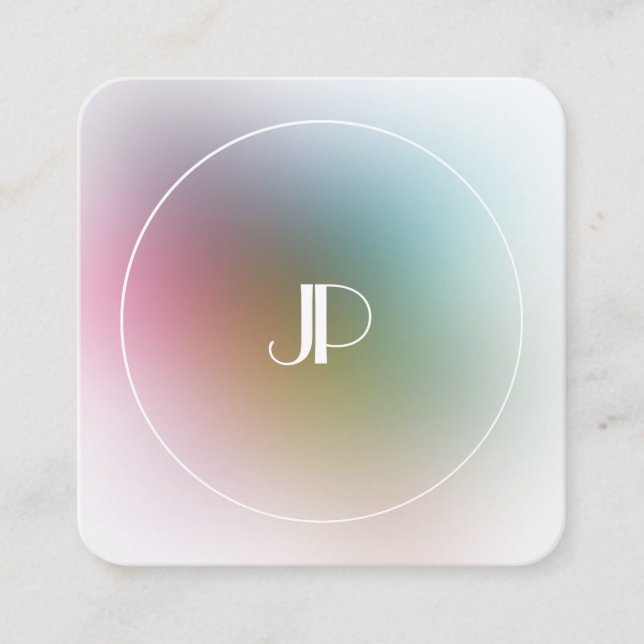 Carte De Visite Carré Luxueux Moderne Élégant Modèle Monogramme Or (Devant)