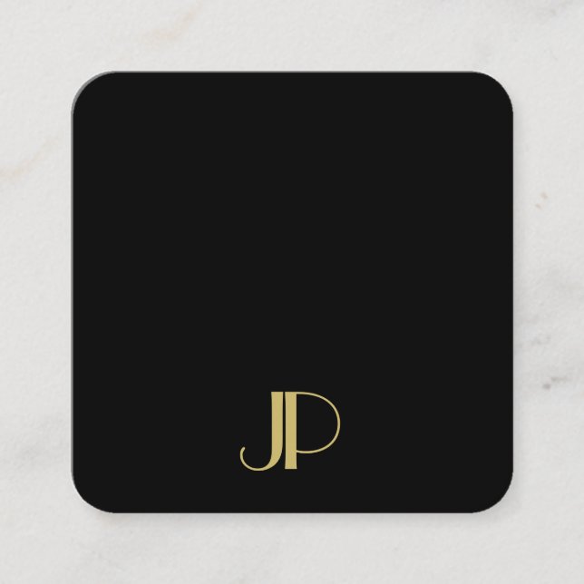 Carte De Visite Carré Luxurious Elegant Template Monogram Black And Gold (Devant)