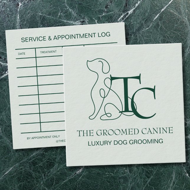 Carte De Visite Carré Luxury Dog Grooming Business Card Mint Frost (luxury dog grooming business card mint frost)