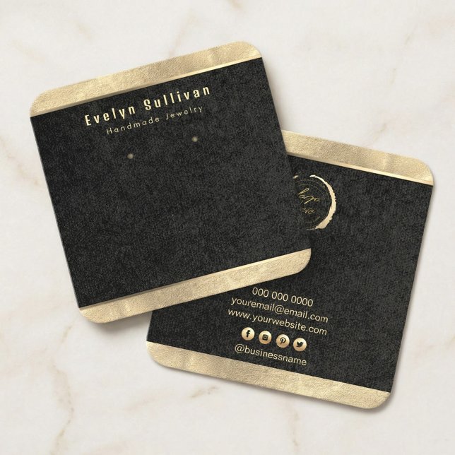 Carte De Visite Carré Luxury Gold & Black Jewelry Display Card – Minimal (#LuxuryMockup
#JewelryBranding
#BlackAndGoldDesign
#ElegantPackaging
#JewelryDisplayCard
#Premium)