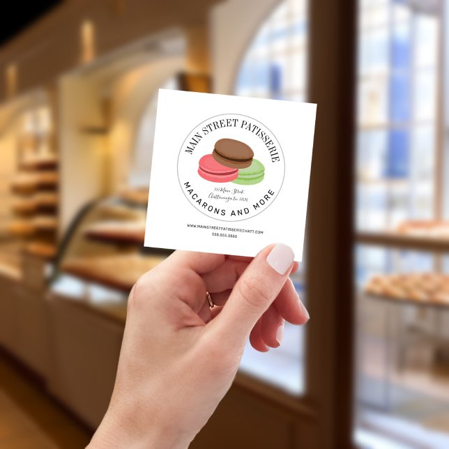 Carte De Visite Carré Macarons Restaurant Alimentation Boulangerie Pâtis (Créateur téléchargé)