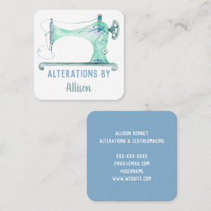 Carte De Visite Carré Machine à coudre Carré d'aquarelle Seamstress