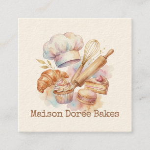Carte De Visite Carré Magasin de Boulangerie Pâtissier Dessert Sucreries