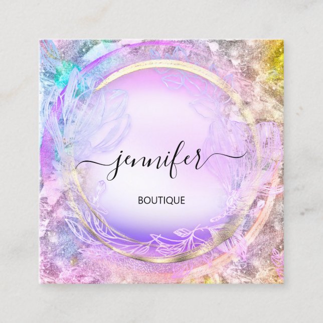 Carte De Visite Carré Magasin de SPA de beauté Peinture rose Floral Code (Devant)