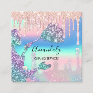 Carte De Visite Carré Maid House Cleaning Services Logo Drives Ombre