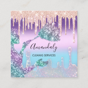 Carte De Visite Carré Maid House Cleaning Services Logo Drives Ombre