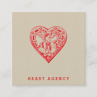 Carte De Visite Carré Mailing Valentine Coeur Vintage