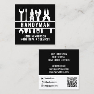 Carte De Visite Carré Main d'oeuvre à domicile Code QR blanc Services de