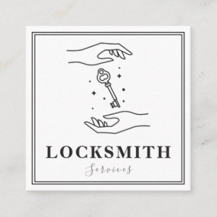 Carte De Visite Carré Main magique et clé serrurerie Services Élégant