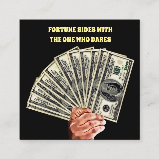 Carte De Visite Carré main tenir cent dollars de bons du Trésor finance (Devant)