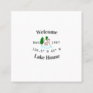 Carte De Visite Carré Maison de lac de bienvenue coordonnées année de mo