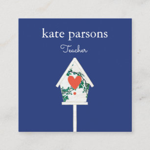 Carte De Visite Carré Maison d'oiseaux du Coeur mignon