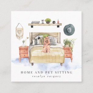 Carte De Visite Carré Maison du cocker   et séance d'animal familier