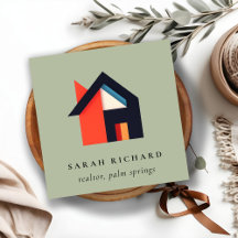 Maison Moderne Logo Realtor Coloré Vert Gris Rouge