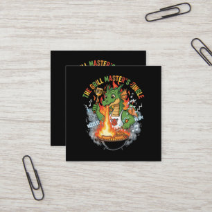 Carte De Visite Carré Maître du Grill du Dragon Drôle Barbecue et Cartoo
