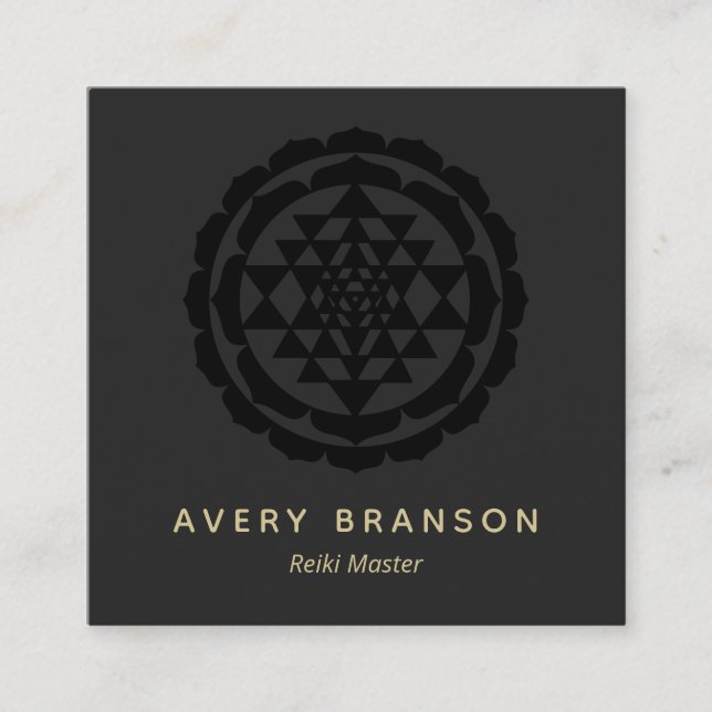 Carte De Visite Carré Maitre Gold Shri Yantra Reiki (Devant)