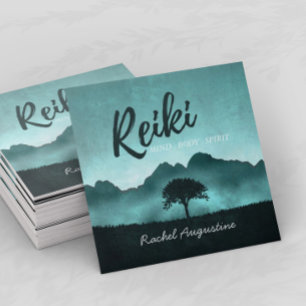 Carte De Visite Carré Maître Reiki Naturel et instructeur de Méditation 