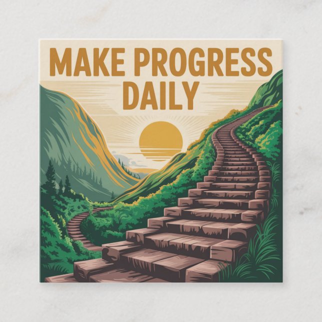 Carte De Visite Carré Make Progress Daily (Devant)