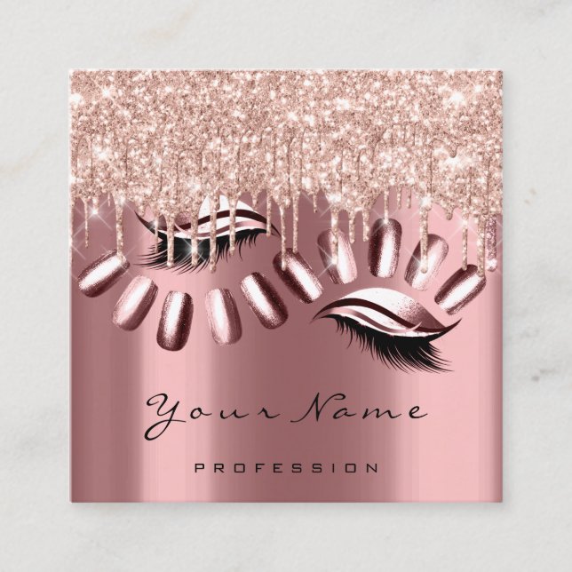 Carte De Visite Carré Makeup Artist Event Planner Parties scintillant Ro (Devant)