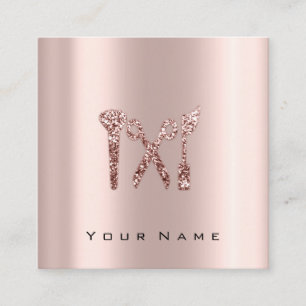 Carte De Visite Carré Makeup Beauty Blogger You-tuber Rose Logo Social