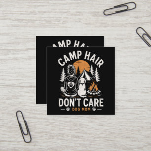 Carte De Visite Carré Maman Chien Camping Feu de Camp Extérieur