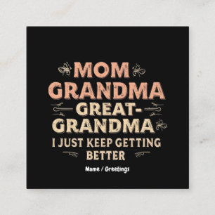 Carte De Visite Carré Maman, grand-mère, grand-mère, je continue à m'amé