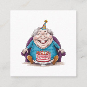 Carte De Visite Carré Mamie drôle Gâteau énorme & Cadeau en espèces