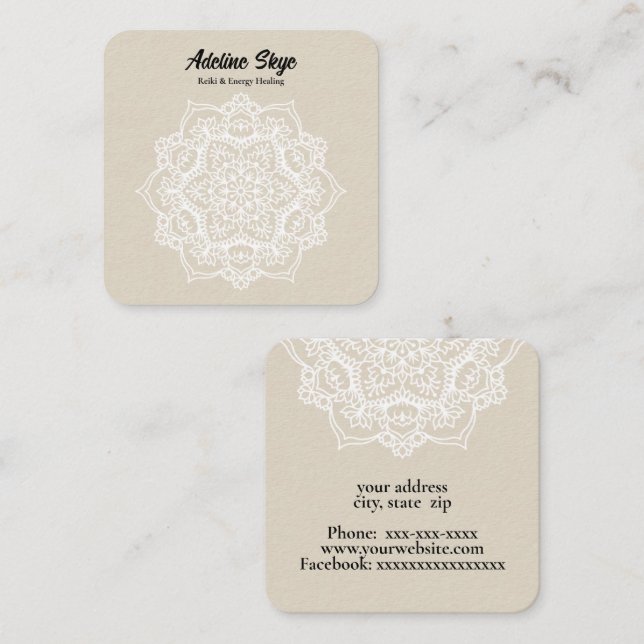 Carte De Visite Carré Mandala (Devant / Derrière)