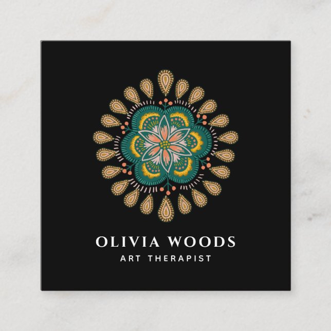 Carte De Visite Carré Mandala Art Therapist (Devant)