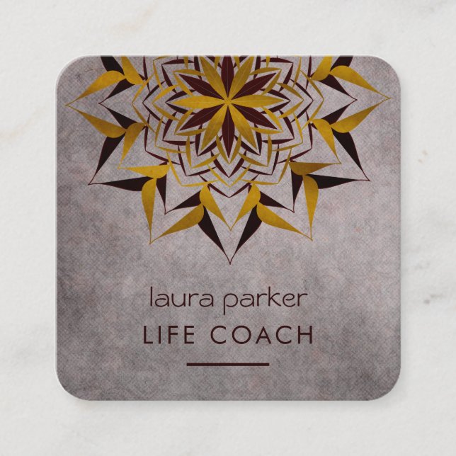 Carte De Visite Carré Mandala Boho Tribal Art Yoga Massage Thérapie (Devant)