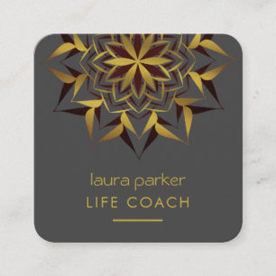 Carte De Visite Carré Mandala Boho Tribal Art Yoga Massage Thérapie