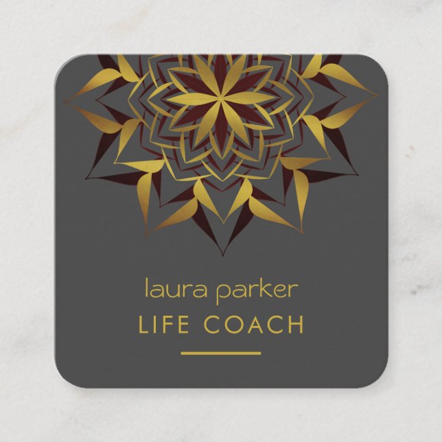 Carte De Visite Carré Mandala Boho Tribal Art Yoga Massage Thérapie (Devant)
