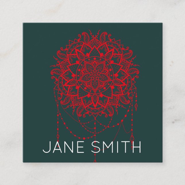 Carte De Visite Carré Mandala design design moderne stylisé industrie cr (Devant)