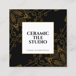 Carte De Visite Carré Mandala en mosaïque sans joint or