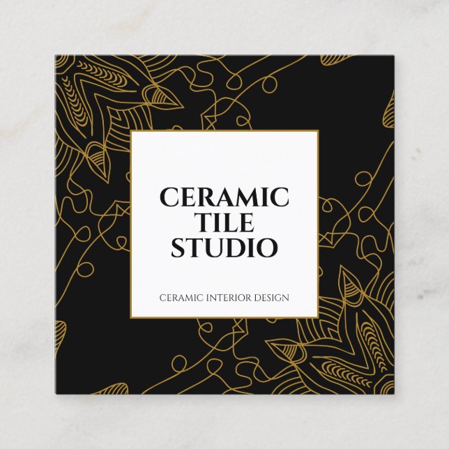 Carte De Visite Carré Mandala en mosaïque sans joint or (Devant)