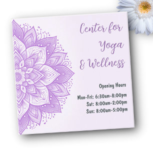 Carte De Visite Carré Mandala Floral Design Yoga Studio Purple Pastel
