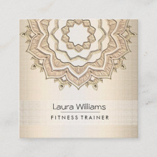 Carte De Visite Carré Mandala Lotus Flower Gold Yoga Instructor Fitness