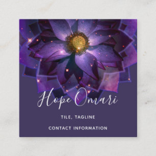 Carte De Visite Carré Mandala mystique Fleur de Lotus Nouvel âge