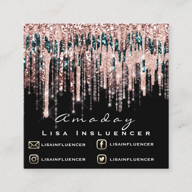 Carte De Visite Carré Manucure Clou Artiste Parties scintillant Dérive R (Devant)