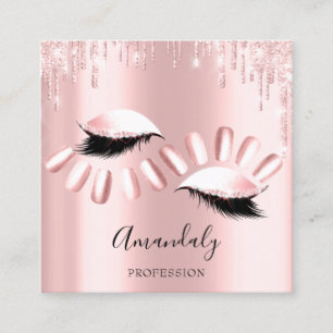 Carte De Visite Carré Manucure Manucure Manucure Manucure Pink Lashes