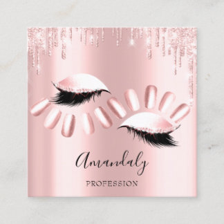 Carte De Visite Carré Manucure Manucure Manucure Manucure Pink Lashes