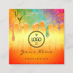 Carte De Visite Carré Maquillage à ongles Holographic Drift Mermaid Logo