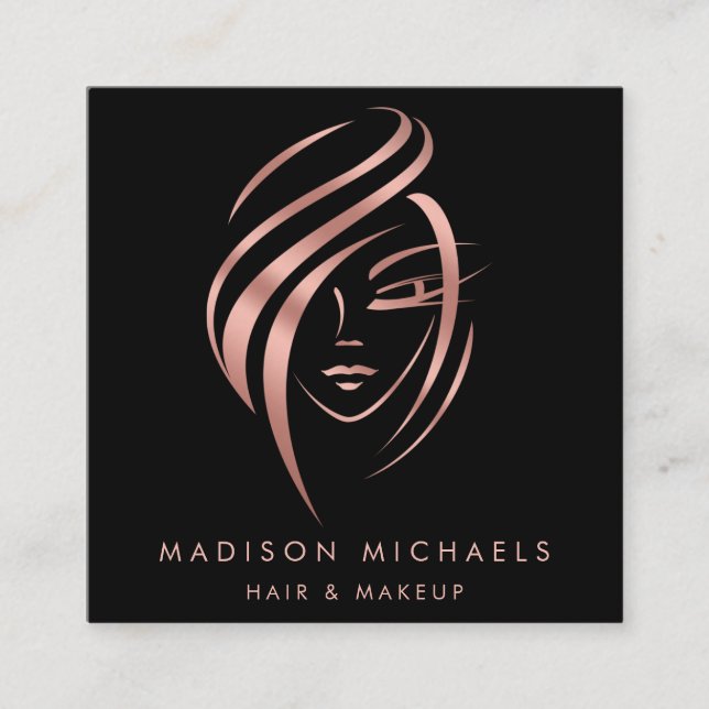 Carte De Visite Carré Maquillage Abstrait Faux Rose moderne (Devant)