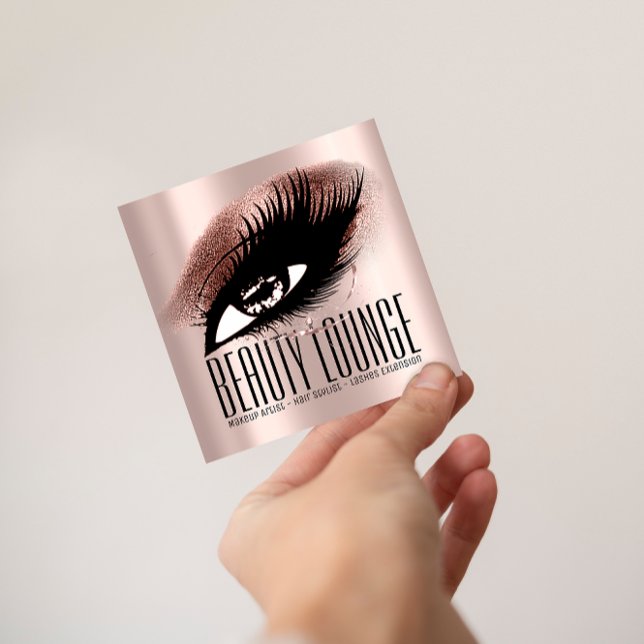 Carte De Visite Carré Maquillage Artiste Cheveux Eyelash Lux Rose Profes (Makeup Artist Hair Eyelash Lux Rose Professional Square Business Card)