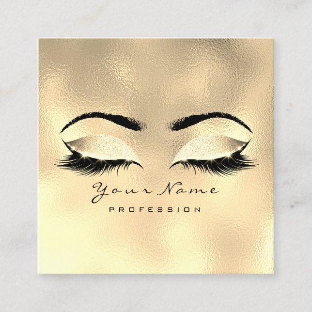 Carte De Visite Carré Maquillage Artiste Eyebrow Eye Lash Parties scinti (Devant)